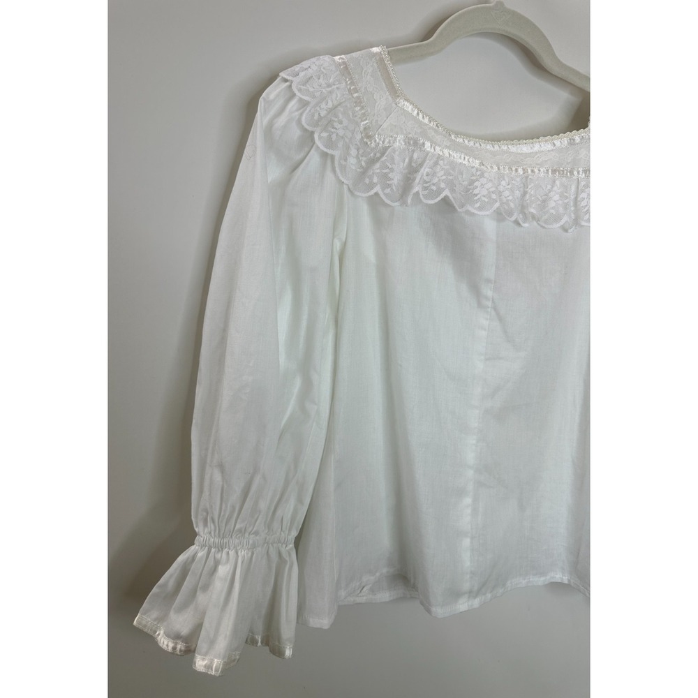 Gunne Sax Jessica McClintock Lace Victorian Blouse Pearl Button Size 9 Vtg 70s - Picture 11 of 14